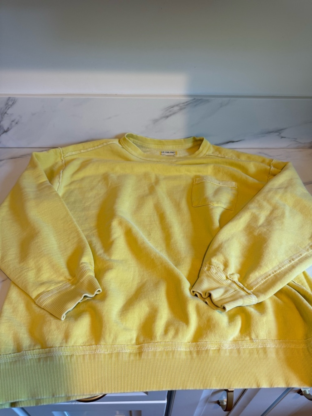 Free people yellow cotton oversized crewneck